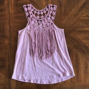 Jessica Simpson boho crochet fringed tank top S